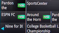 TV screenshot close of of "NEW" next to program listing. 