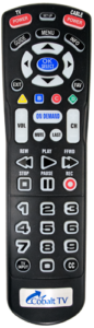 Image of Cobalt TV big button remote control with DVR buttons.